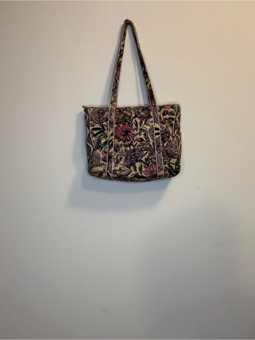 Vera Bradley Floral Quilted Tote Bag in Pink and Green